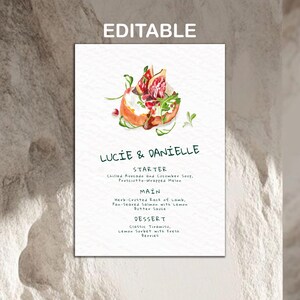 Minimalistyczny szablon menu lub zaproszenia, edytowalne i drukowane szablony zaproszeń na Twój ślub, zaręczyny i specjalne okazje