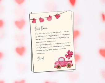 Heart Note Card Template: Printable Love Letter (Digital Download)