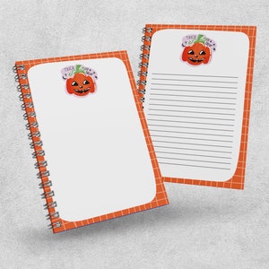 Halloween Printable Paper, Halloween Digital Note Paper SVG, Pumpkin Pattern Notebook PDF, Halloween Gift JPEG