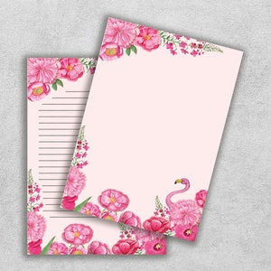 Pink Flowers Note Paper: Flamingo Planner Template (JPEG, PDF, SVG)