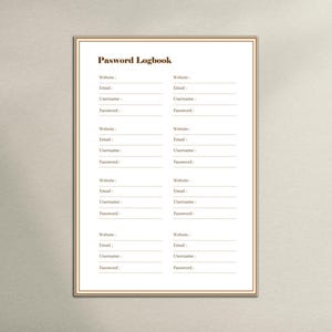 Printable Password Tracker, Password Diary, Password Tracker, Password Keeper, Password Organizer, Password Sheet