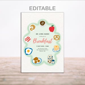 Watercolor Breakfast Brunch Invitation & Menu | Editable Canva Template | Pancake Party Invite | Digital Download