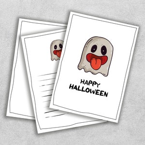 Afdrukbare minimale Halloween-cadeaubon, tekstkaartontwerp met en zonder strepen, Hallowen Digital, SVG, PDF, JPEG