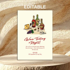 Watercolor Wine Tasting Invitation Template: Elegant Burgundy Design (Digital Download)