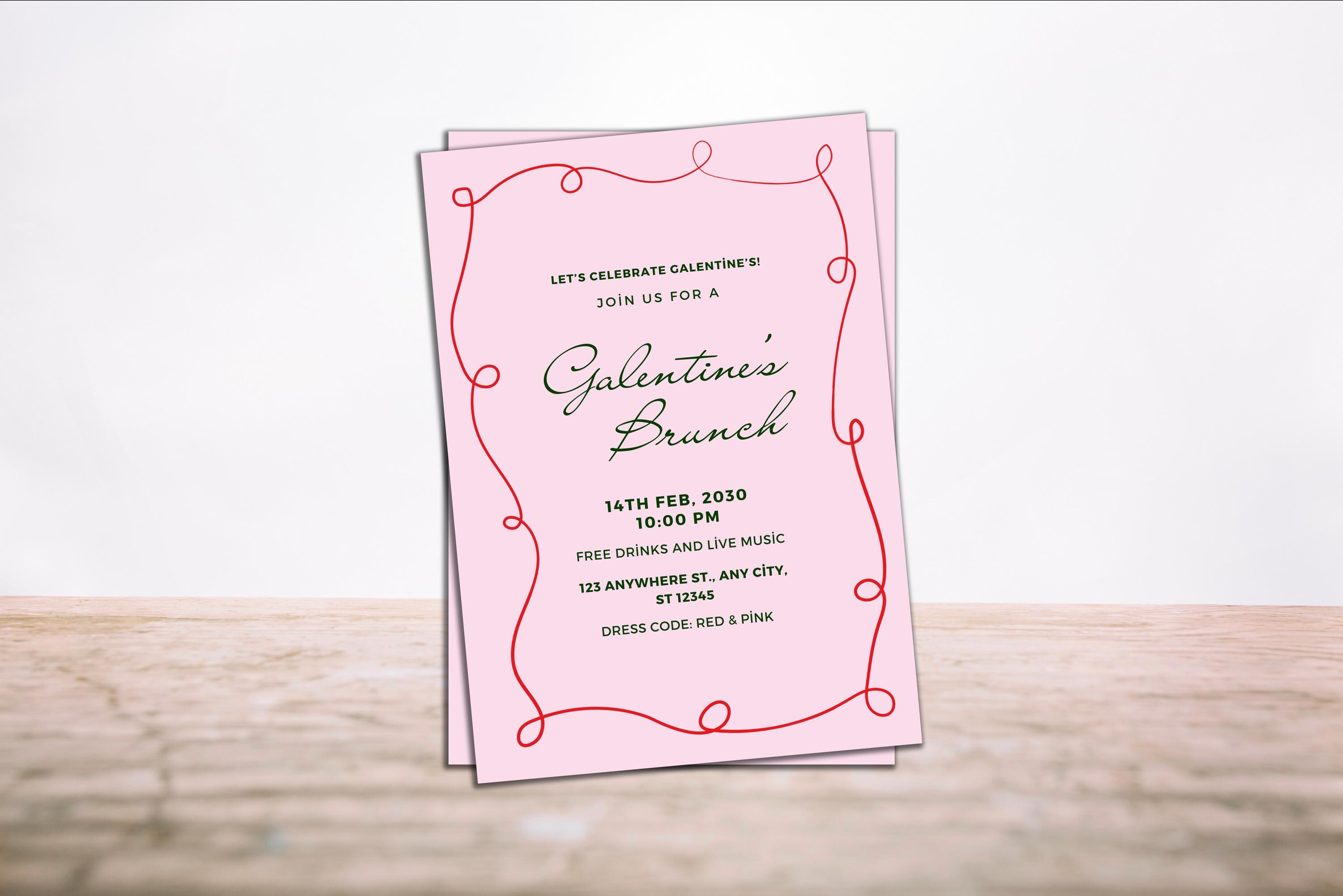 Editable Galentine's Brunch Invitation Template (Digital Download)