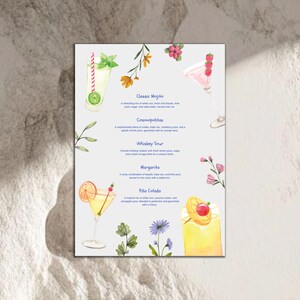 Getränkekarte Vorlage, bearbeitbare und druckbare Bar, Cocktailkarte Design, SVG, PNG