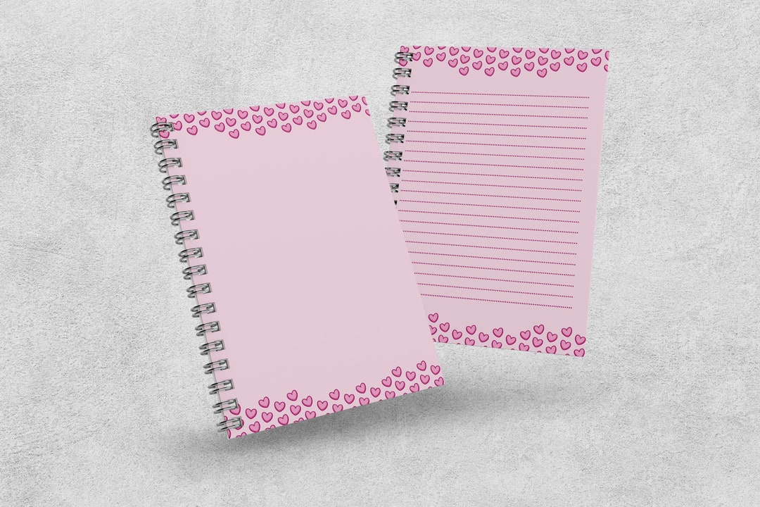 Printable Pink Notes Paper, Heart Pattern Digital Planner for Girls and ...