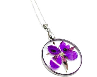 Montana Wildflower Necklace: Handmade Pressed Flower Silver Pendant