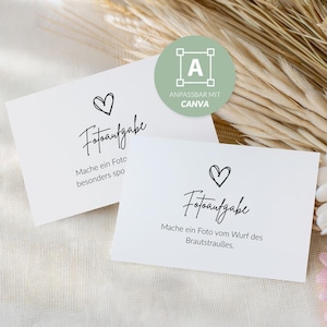 Wedding photo challenges in German | 96 challenges | A7 | Canva template | PDF for printing | Wedding game for getting to know each other | Photo booth