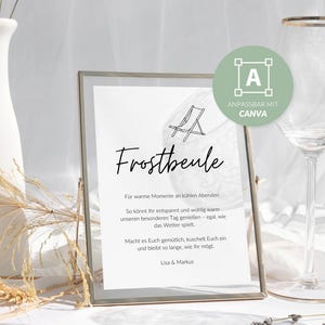 Cartello con coperta per matrimonio in tedesco | A5, A6 | Modello Canva | Frostbite | Cartello per matrimonio | Coperta | Articoli di cancelleria per matrimonio | Modello fai da te