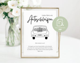 Car Bow Sign Wedding | A4, A5, A6 | PDF for printing | Signs for wedding cars | Lucky Bow | Wedding Sign