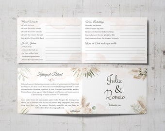 Zeitkapselkarten für Hochzeitsritual aus wertigem Offsetkarton | Personalisierbar | BoHo | DIN A6 quer | Wünschekarten in 2 Varianten