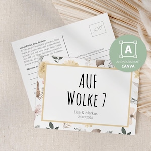 Ballonkarten für Hochzeit auf Deutsch | 3 Stile | A6 | Canva-Vorlage | PDF zum Ausdrucken | Ballonflugkarten | Flugkarten | Wünschekarten