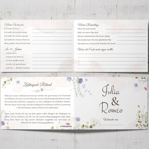 Zeitkapselkarten für Hochzeitsritual aus wertigem Offsetkarton | Personalisierbar | Wild Flowers | DINA6 quer | Wünschekarten in 2 Varianten
