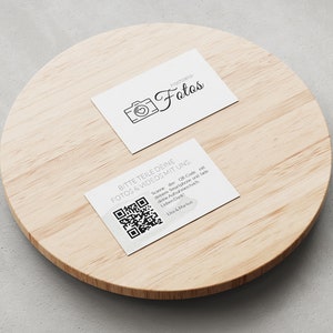 Wedding QR code business card in German made from high-quality offset cardboard 85x55mm | Share your photos & videos with us | Wedding business card