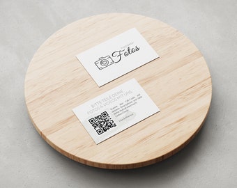 Wedding QR code business card in German made from high-quality offset cardboard 85x55mm | Share your photos & videos with us | Wedding business card