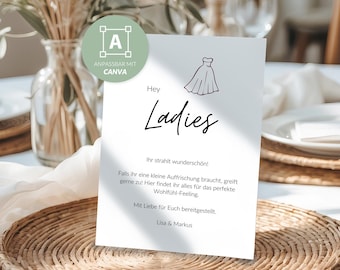 Emergency basket signs in German | A4, A5, A6 | Canva template | Wedding sign | Emergency basket for men's and women's restrooms | Ladies & Gents