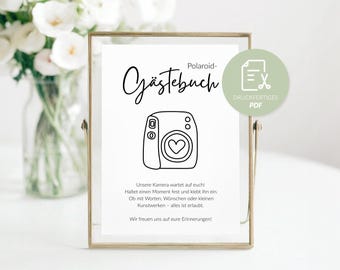 Polaroid guest book sign for weddings | A4, A5, A6 | PDF for printing | Photo guest book sign | DIY wedding sign | Table sign
