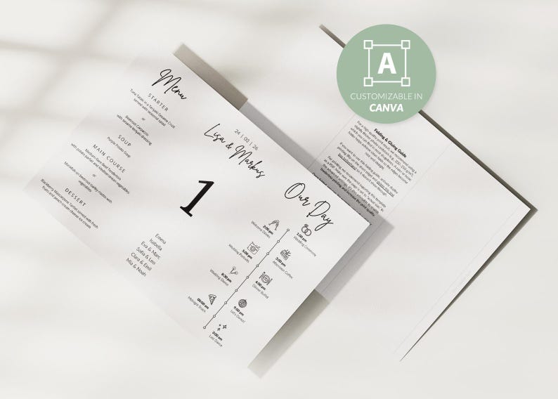 Foldable Table Number Signs With Menu, Timeline & QR Code | Triangle ...