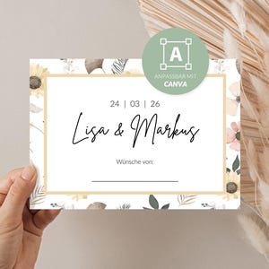 Tijdcapsulekaarten voor bruiloften in het Duits | 3 stijlen | A6 | Canva-sjabloon | Gevouwen boven en links | Herinneringen aan het eerste huwelijksjubileum