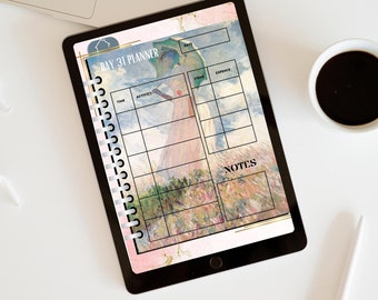 Digital Planner , Undated Digital Planner, IpadPro Planner, Hyperlinked Planner, Claude Monet