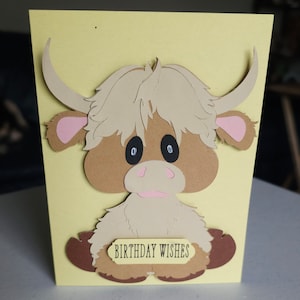 Adorable highland cow birthday card