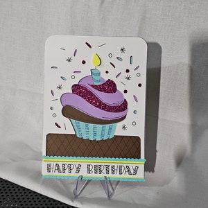 Layered cupcake birthday card.