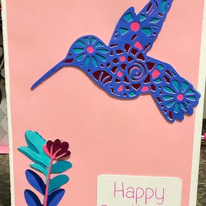 Kolibri und Blume Karte zum Geburtstag.