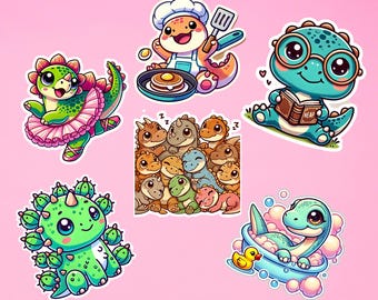 Cute Dinosaurs Stickers Set - Volume I | Dino Stickers | Dinosaur Decals | Fun Vinyl Stickers for Kids | Laptop Stickers | Die Cut Sticker