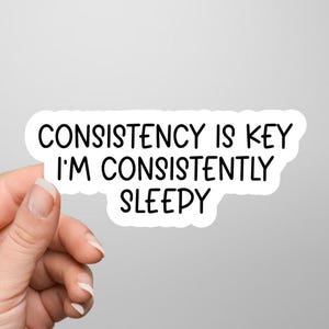 La constancia es la clave Pegatina "Siempre tengo sueño" / Pegatina con cita / Pegatina divertida / Adhesivo para portátil / Pegatina humorística