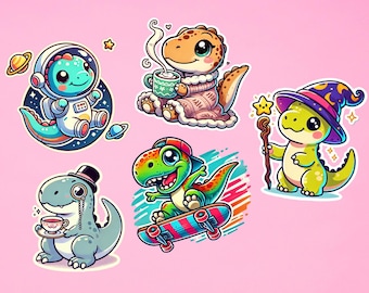 Cute Dinosaurs Stickers Set - Volume III | Dino Stickers | Dinosaur Decals | Fun Vinyl Stickers for Kids | Laptop Stickers | Die Cut Sticker