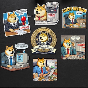DOGE Meme Sticker Set | Shiba Inu Cartoon Stickers | Waterproof Vinyl Decals for Laptops | Dogecoin Crypto Stickers | Funny Dog Stickers