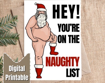 Funny Christmas Card | PRINTABLE DOWNLOAD | Rude Santa | Downloadable Greetings Card