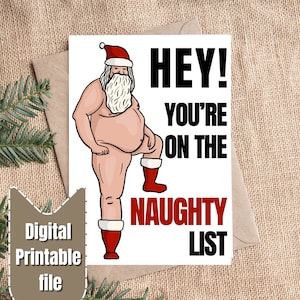 Cartão de Natal Engraçado | DOWNLOAD PARA IMPRIMIR | Rude Santa | Cartão de Saudações para Baixar
