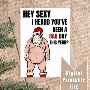 Cartolina di Natale divertente / DOWNLOAD STAMPABILE / Babbo Natale grasso / Cartolina d'auguri scaricabile / Cartolina di Babbo Natale divertente / Cartolina di Natale del fidanzato
