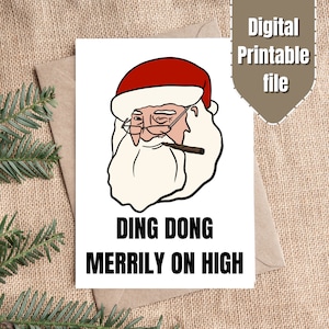 Funny Christmas Card | PRINTABLE DOWNLOAD | Rude Santa | Downloadable Greetings Card | Stoner Christmas Gift