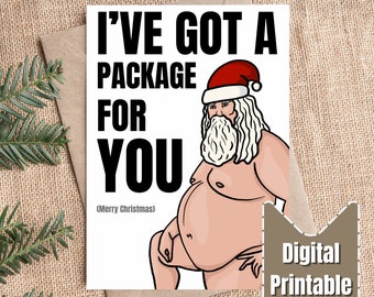 Funny Christmas Card | PRINTABLE DOWNLOAD | Rude Santa | Downloadable Greetings Card | Bad Santa Card