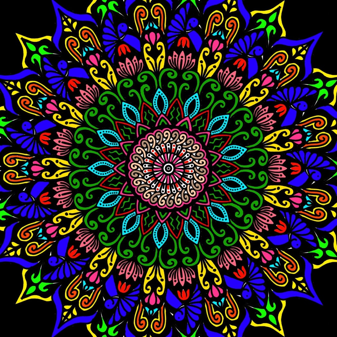 Digital Mandala Art for Home Decoration / Multicolored Mandala Etsy
