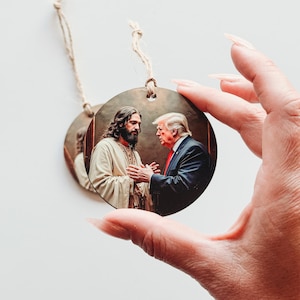 Trump Christmas Ornament 2024 | Republican Ornament | Trump Jesus Ornament | MAGA Save America | Keepsake Ornament | American Pride Ornament