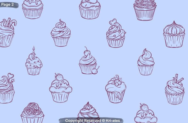 Page 2 | Procreate cupcake stamp set