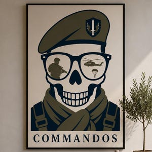 Commando Skull Art, Military Special Forces Poster, Tactical Wall Decor (Digital Download)