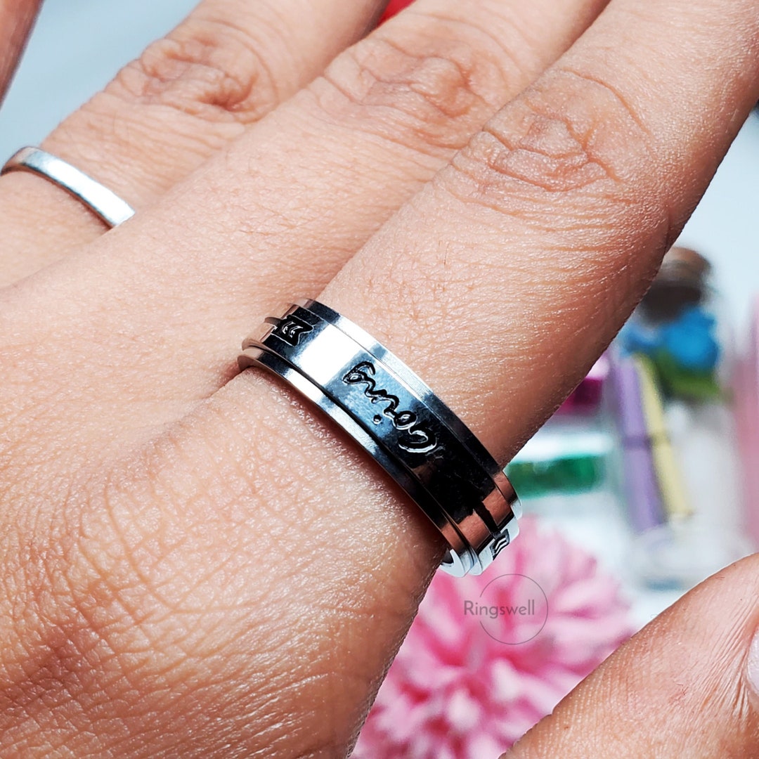 Silver Keep Going Spinner Ring, Motivate Ring, Ring for Men/women, Gift