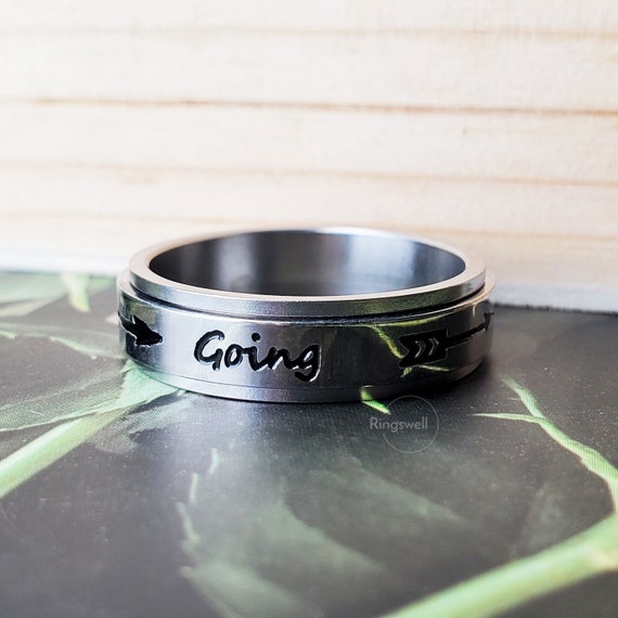 Silver Keep Going Rings, Motivate Spinner Rings, Inspirational Ring Band,  Ring for Men/women, Gifts for Friend, Anxiety Ring, Spinning Rings 