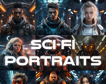 40 Sci-Fi Portraits, sci-fi, fantasy, concept art, illustration, dnd, futuristic, cyberpunk, prints, board game, tabletop, designs, prints