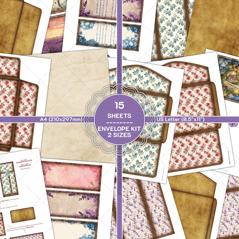July Flower Envelopes - Printable Folio Junk Journal Kit - Junk Journal ...
