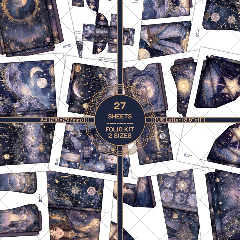 Mystical Fortune Teller - Printable Folio Junk Journal Kit - Folio ...
