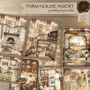 inserto casa colonica - arredamento casa - kit diario spazzatura folio stampabile - fornitura diario spazzatura - folio digitali - tasche diario - schede inserto