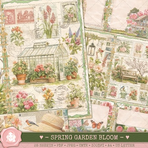 Spring Garden Bloom - strony do druku w dzienniku śmieciowym - materiały do dziennika śmieciowego - pakiet papieru - dziennik - papiery cyfrowe - papiery do druku
