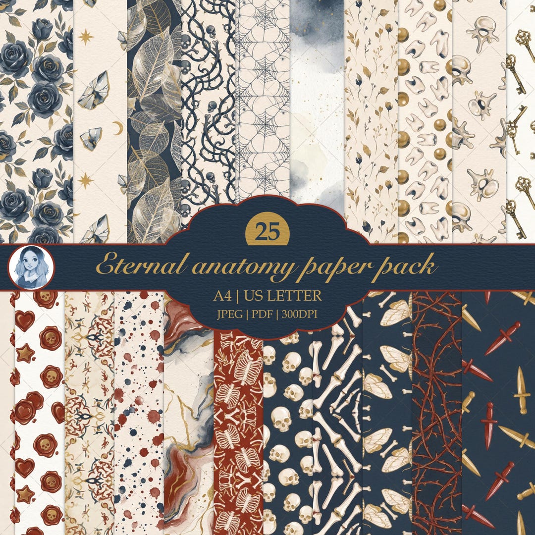 Eternal Patterns Eternal Anatomy Paper Pack, Gothic Valentine Bundle, Dark Romance ...