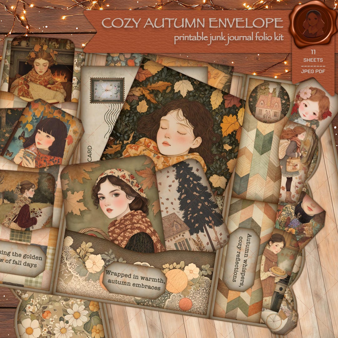 Cozy Autumn Envelope - Printable Junk Journal Folio Kit - Junk Journal ...